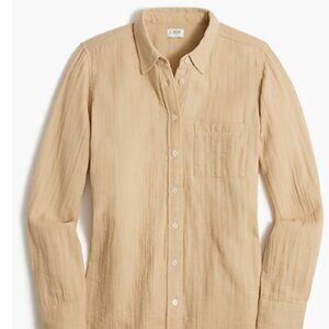 J. Crew Factory Gauze Button-Up Shirt in Light Khaki, size Medium